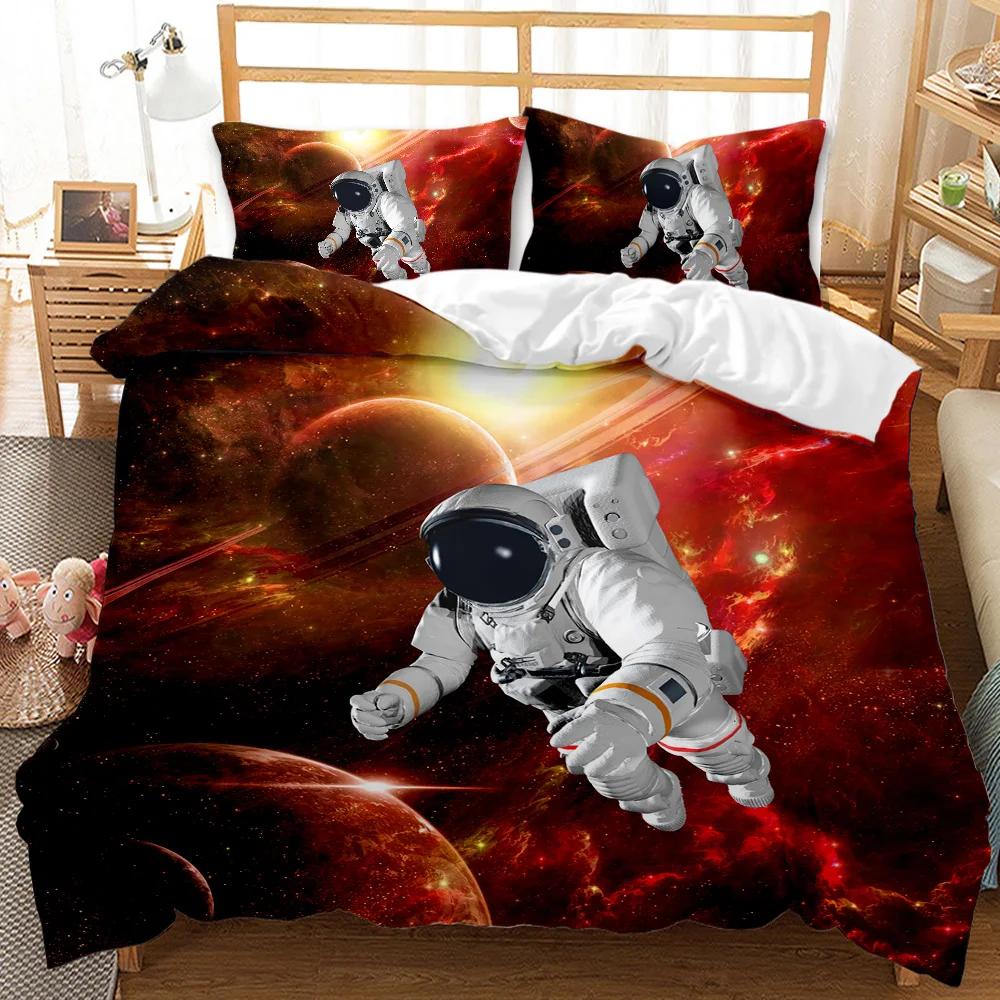 Spaceship Duvet Cover Set Spaceship Travel Through The Galaxy Space Bedding Set Pillowcase Queen King Size Polyester Qulit Cover