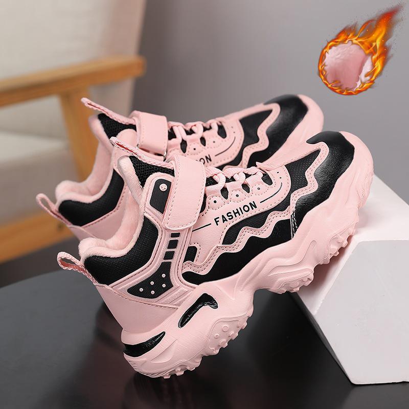 2025 Winter Velvet-Lined Kids' Sports Shoes: Warm, Soft, Casual Shoes for Boys and Girls