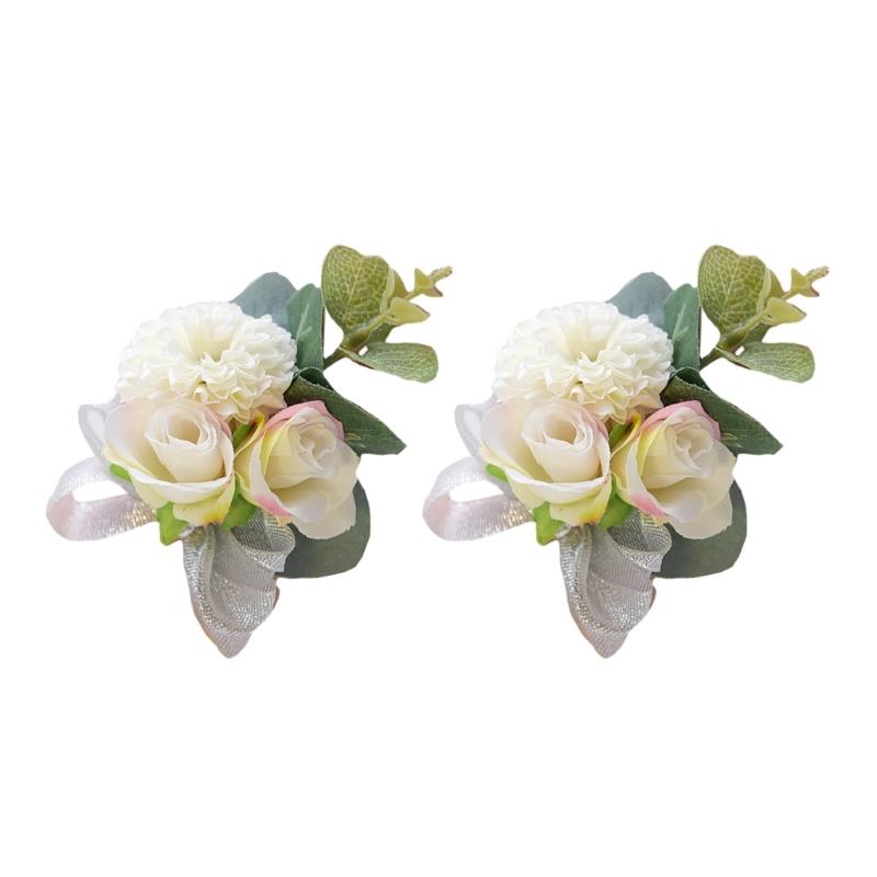 2Pieces Elegant Wrist Flowers for Bridesmaid and Party Decorations Wedding Decoration Gifts