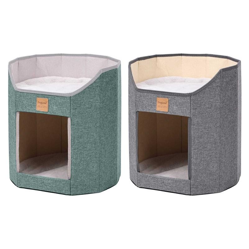 Casa Cama de árvore dobrável para gatos internos Cave House Cama de dormir para gatinhos pequenos Cama de dormir de dois andares Casa de quatro estações X3UC