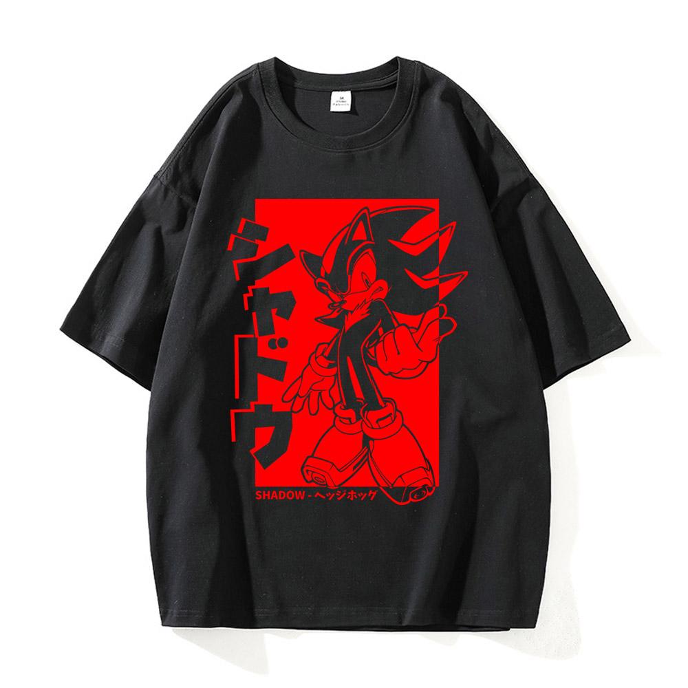 

Футболка Shadow Hedgehog для мужчин в стиле ретро с винтажной графикой, мужские повседневные футболки Harajuku из хлопка с коротким рукавом, унисекс, мужская одежда XXXXXL
