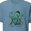 Unisex-T-Shirt mit Oktopus auf einem Fahrrad