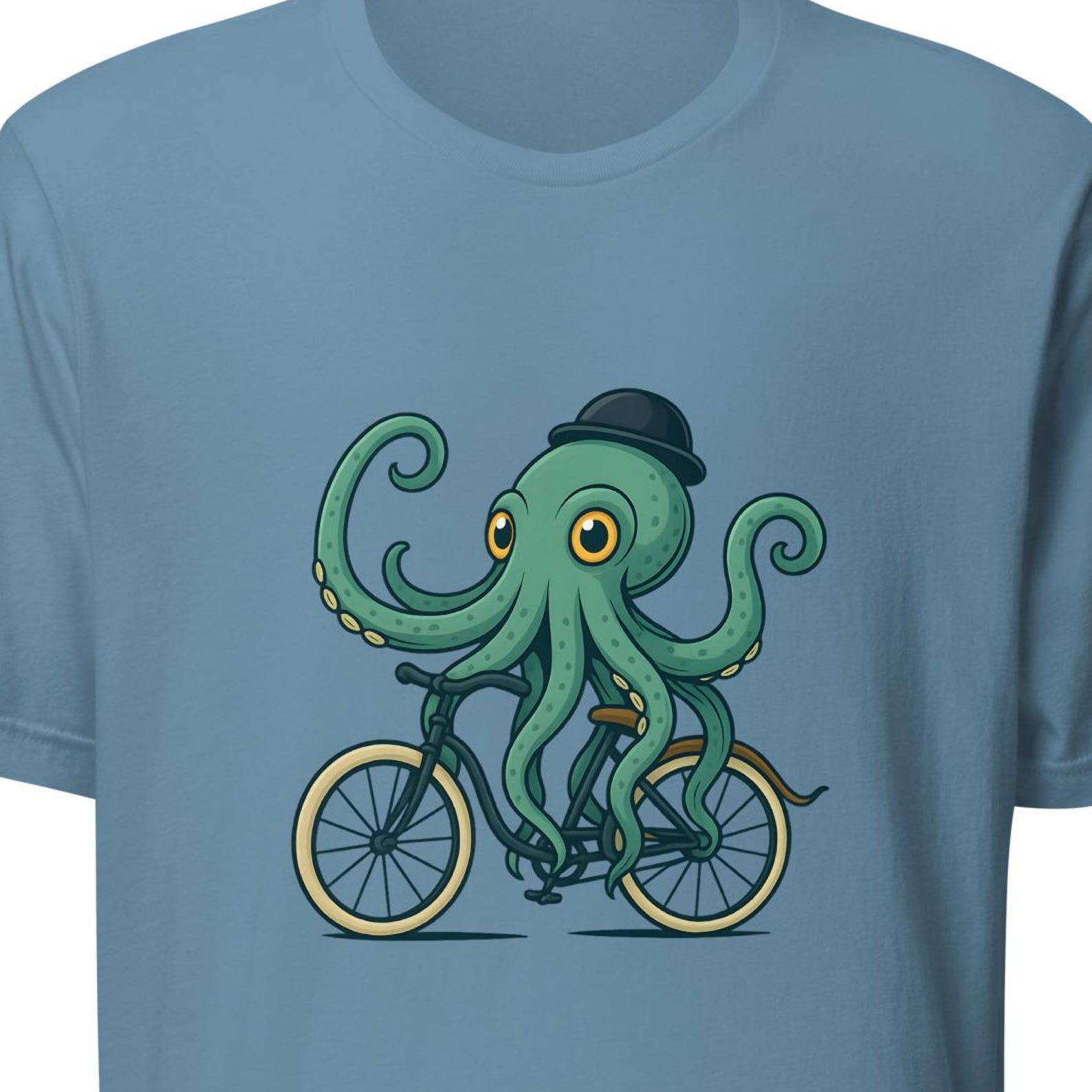 Unisex t-shirt with octopus on a bike 2XL