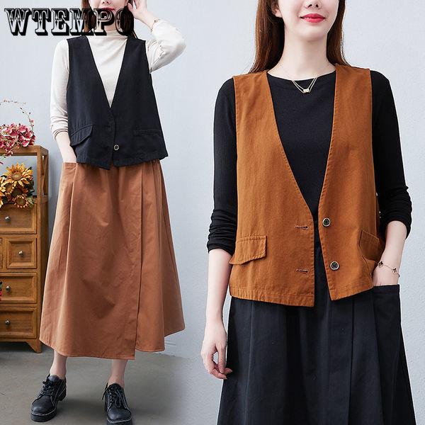 

Весенне-осенний жилет для женщин, жилет без рукавов с v-образным вырезом, женский новый корейский стиль, модный элегантный повседневный жилет, топ