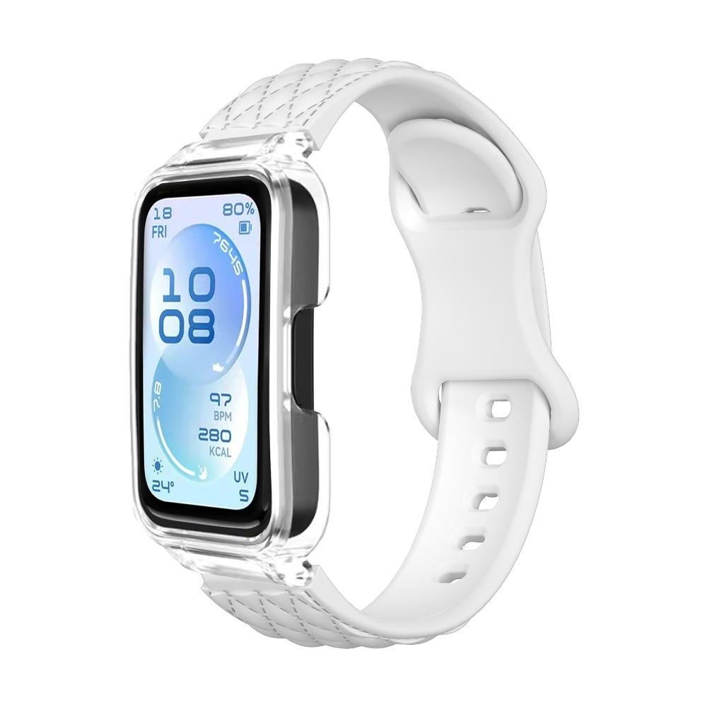 Microwave Pattern Solid Color Strap+PC Case for Huawei Band 11/11pro Soft Silicone Sports Watch Strap for Huawei Band 11/11pro