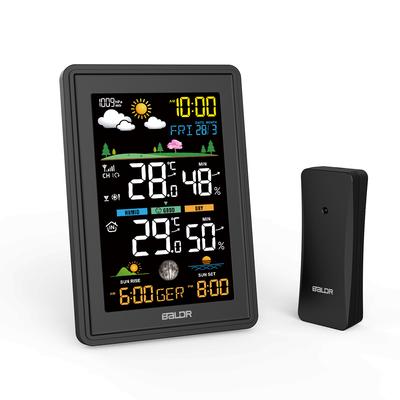  Wireless Color Weather Station Alarm Clock Digital Humidity Temperature Monitor Barometer Forecast Trend Moon Phase -40℃