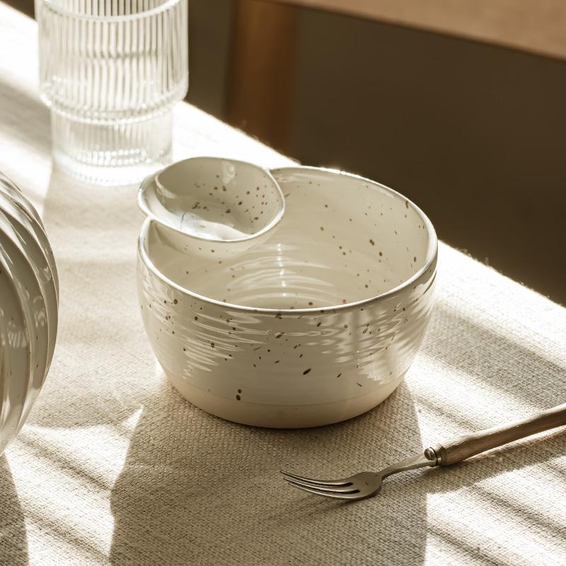 Internet Celebrity Creative Ceramic Bowl 5 Inch Divider Bowl Household Tableware Dumpling Bowl Divider Bowl French Fries Ketchup Bowl