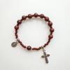 Glass Bead Baptism Religious Gift Catholic for Cross Finger Chain Mini Rosary Sesame Red for Cross Rosary Bracelet for W