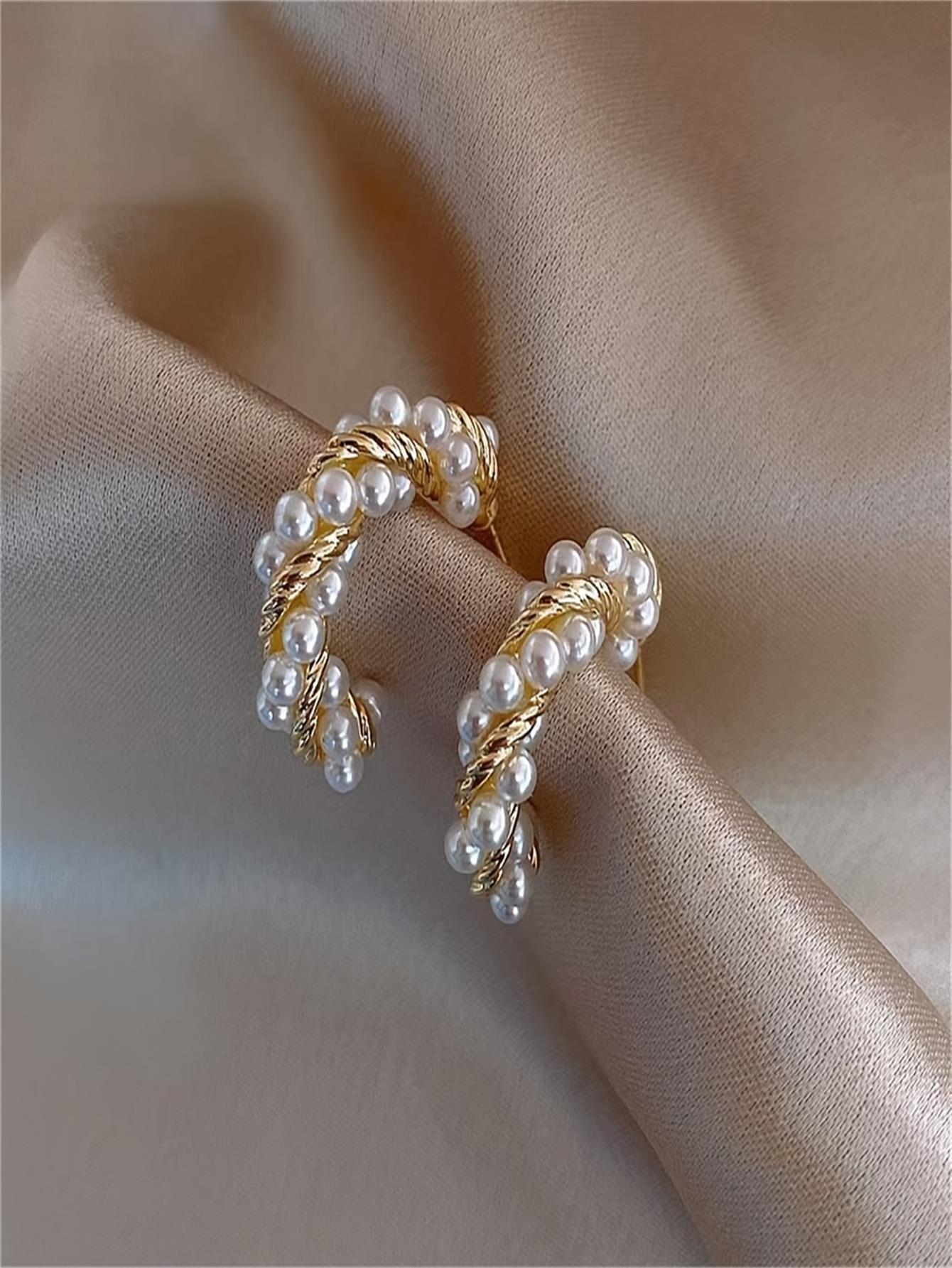 Luxurious French Pearl Petal Tassel Women s Earrings – Summer Electroplated Floral Design