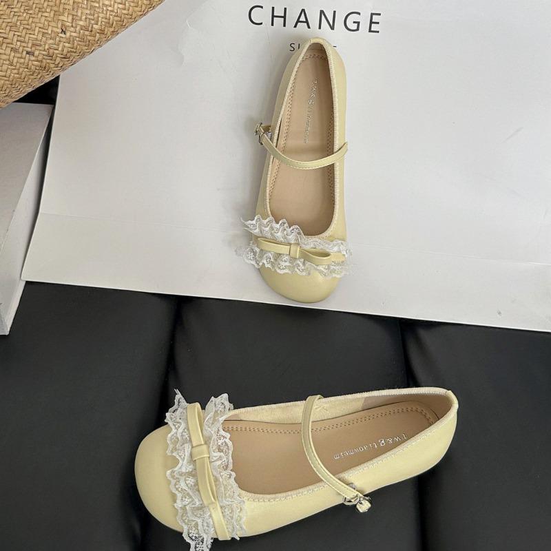 Summer New Silver Mary Jane Shoes Women's Light Mouth Word with Cute Round Head Gentle Flat Shoes