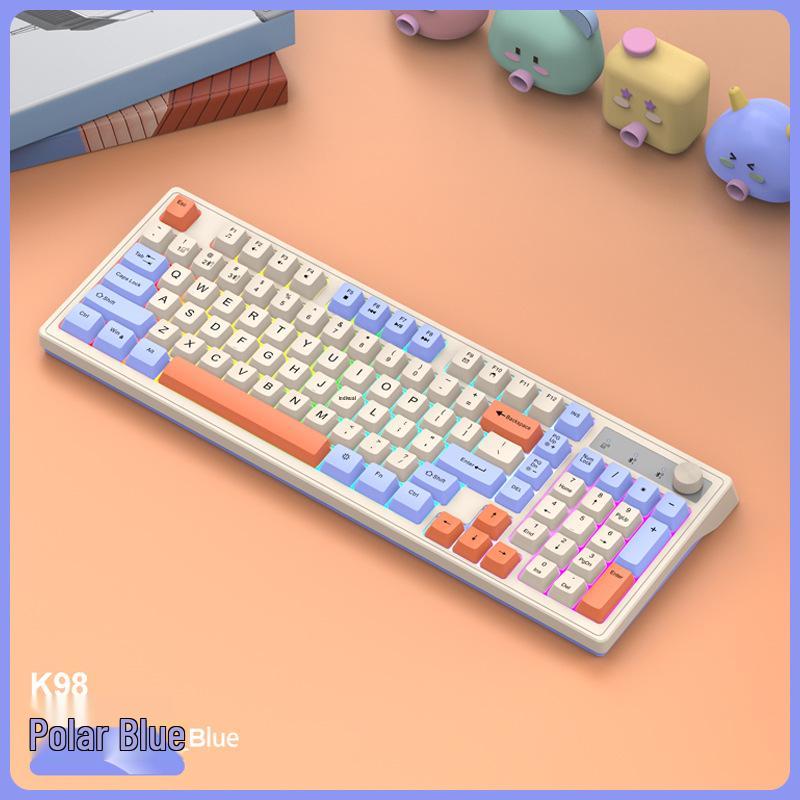 Viper K98 Dual-Mode Wireless Bluetooth Mechanical Keyboard: Stylish Color-Block Design with Office and Gaming Luminous Features