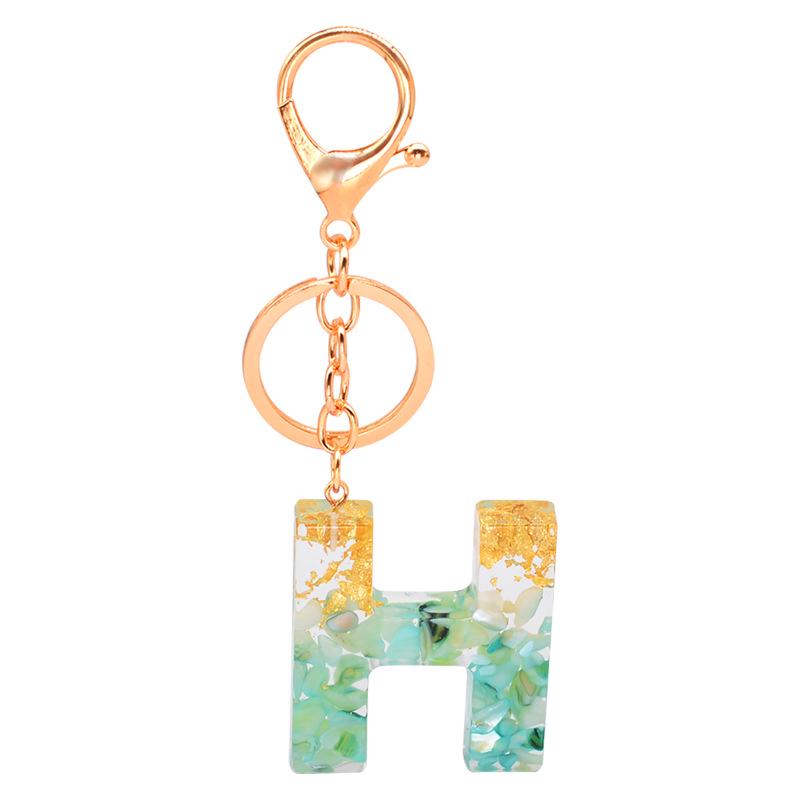 Gold Foil Resin English Letter Charms - 26 Initial Keychain Pendants, Popular European & American Stone Ornaments
