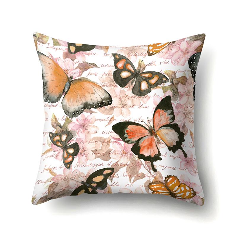 Polyester Pillowcase Butterfly Pattern Pillowcase Car Decoration Home Print Pillowcase Bedside Cushion Cover