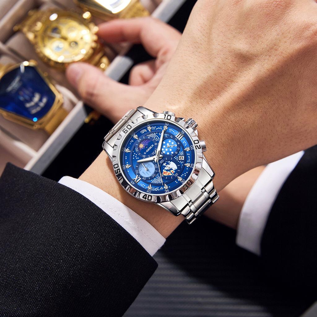 Men'S Star Quartz Watch Fashion Business Watch Waterproof Small Three-Pin Watch Men'S