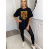 Black Oversized T Shirt Never Give Up Fitness Woman Lifting Barbell Graphic Print Motivational Quote Gym Workout Sport Casual Wear