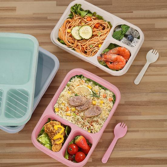 Divided Lunch Box with Sealing Lid Multi-Compartment Meal Prep Container Microwave Safe Bento Box for Work And School