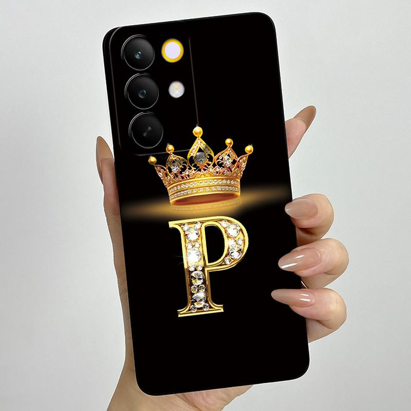 For Realme C85 Pro 2025 Crown Initial Letter Couple Phone Case RealmeC85 Pro 4G RMX5555 Soft Silicone TPU Lens Protective Casing