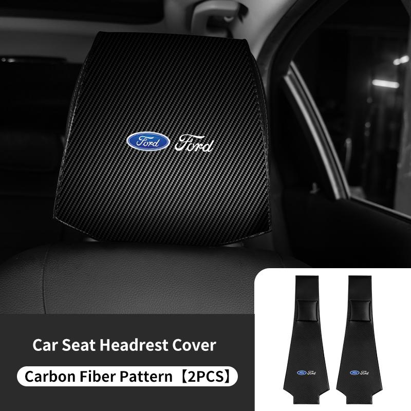 For Ford Leather Car Headrest Cover Protect Original Headrest From Damage Focus Mk2 Mk3 Mk4 Fiesta Ranger Mondeo S-MAX Kuga