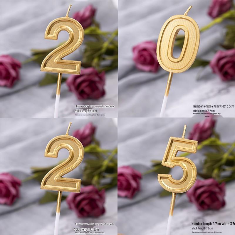 Large Gold Number Candles for First Birthday, Full Moon, Children's Cake Decorations, and Party Accessories.