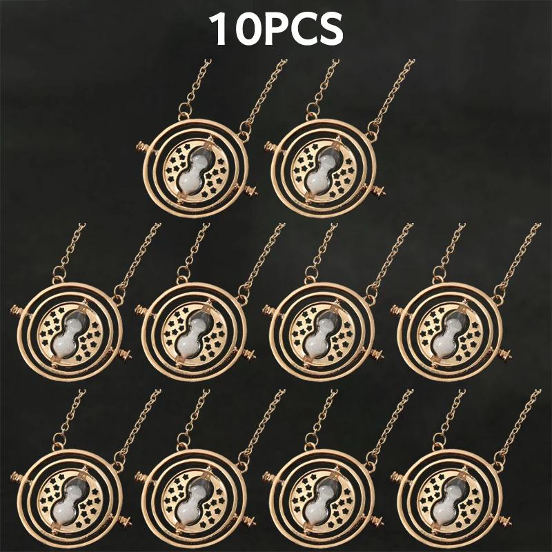 1-10Pcs Harried Time Necklace Timer Hourglass 360 Rotatable Potters Cosplay Props Astronomical Time Converter Magic School Gift
