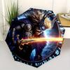 Viking Warrior with Sword Circular Art PrintUmbrella, Portable 3-Fold Compact Umbrella for Men & Women Gift