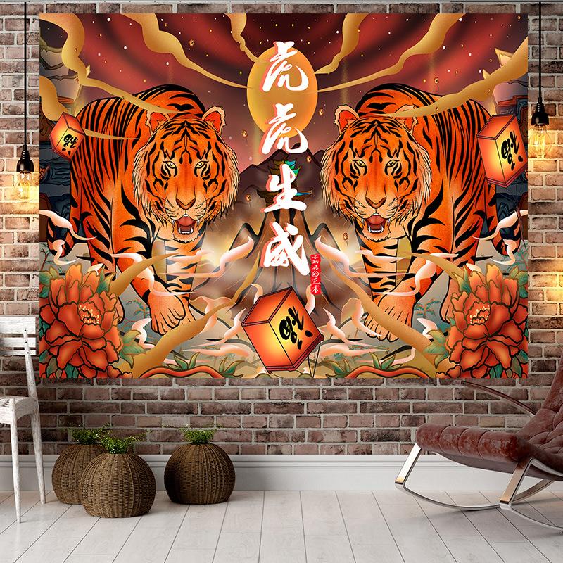 Čínský styl Tygří styl Velký gobelín Nástěnná geometrie Hippie gobelín Domácí pokoj Dekor Estetická dekorace