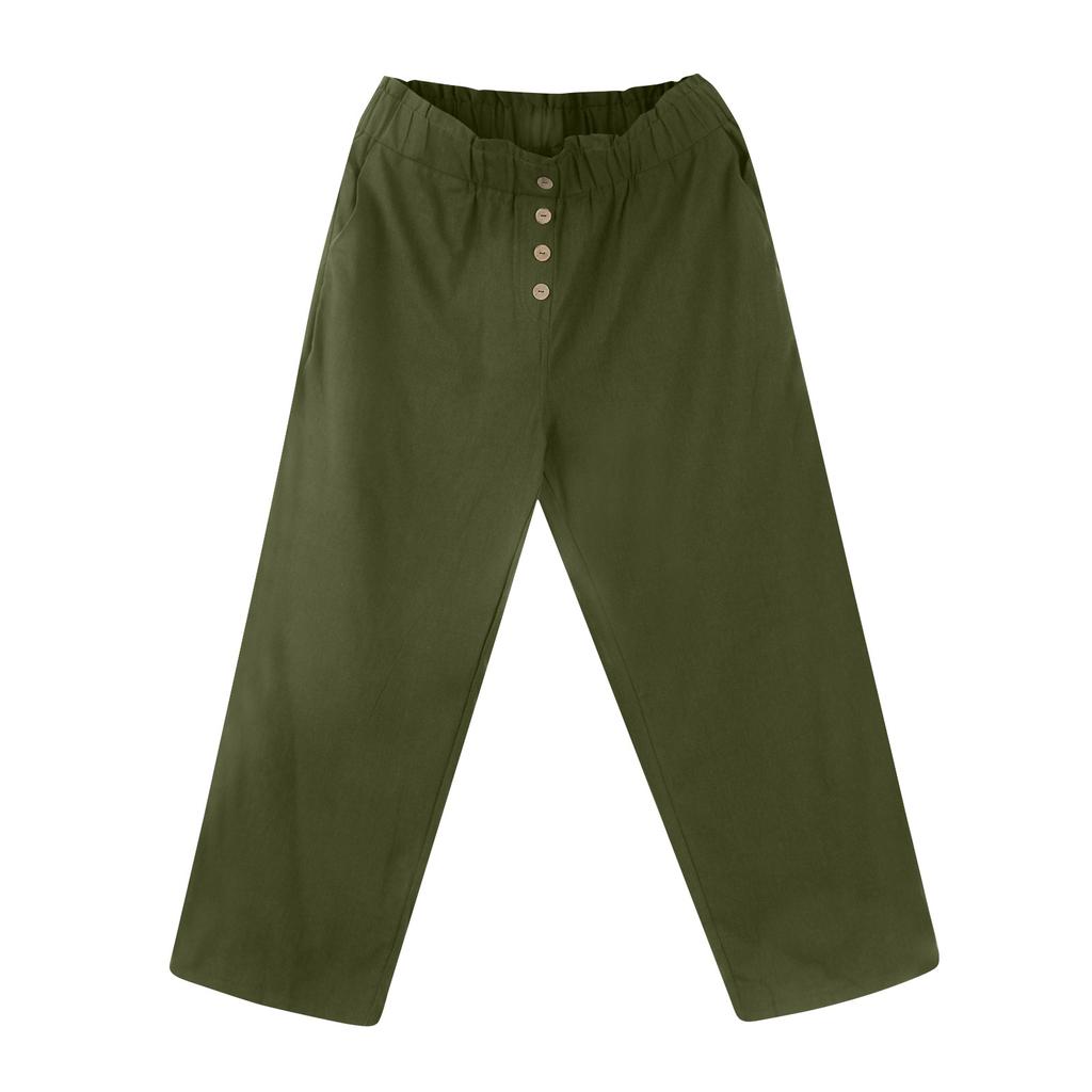 Lässige, lockere Damenhose, bequeme Sieben-Punkte-Arbeitshose mit Taschen, elastische Paperbag-Hose mit hoher Taille