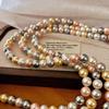 Vintage Mixed Color Natural Deep Sea Shell Pearl Necklace Round Candy Color High-End Niche