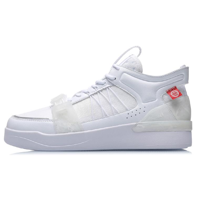 Li Ning CF Tracing Houcheng Smoke Cloud Slip Resistant, Abrasion Resistant, Lightweight Mid top Skateboard Shoes Men's AGCR167-1