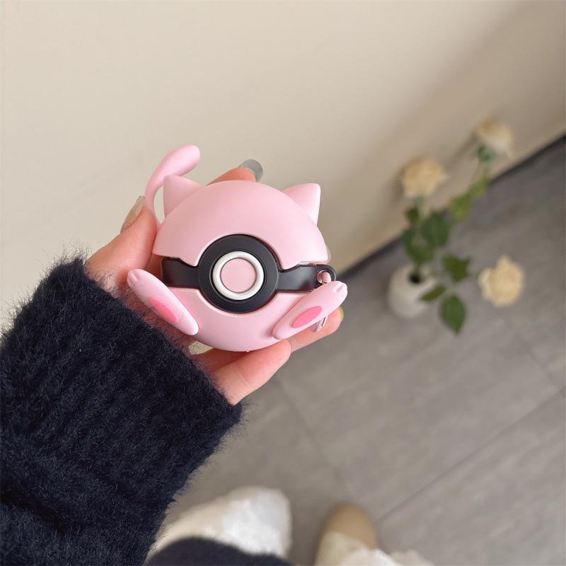 For Airpods 4 Case 2024,Pokemon Pink Mew Ball Shockproof Protective Silicone Earphone Cover For Airpods Pro 2 Case Girls Kids