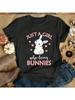 Just A Girl Who Loves Bunnies Woman Tshirts Cute Rabbits Ullzang Cartoon T-Shirt 90s Bunny Print Tshirt Graphic Top Tees Female