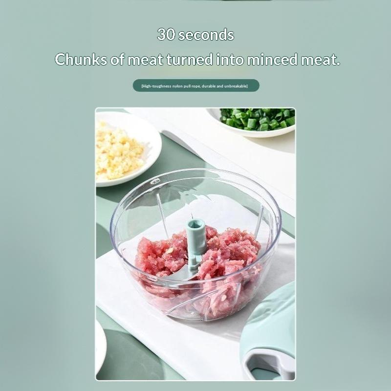 Mini Manual Food Chopper Pull Operated Garlic Mincer Multifunctional Vegetable Cutter for Home Kitchen Use