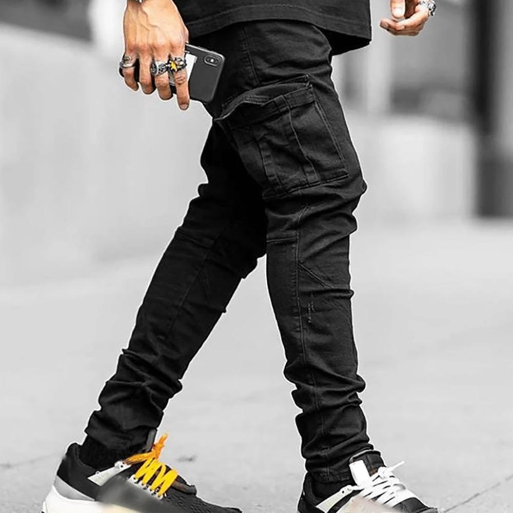 Mens Pocket Denim Cargo Combat Long 