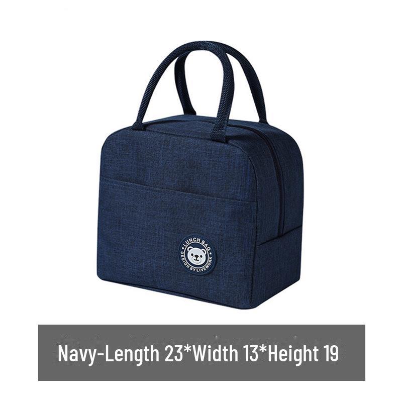 

Изолированная сумка для ланча для студентов и офисных работников, водонепроницаемая и маслостойкая сумка с большой вместимостью и подкладкой из алюминиевой фольги темно-синий
