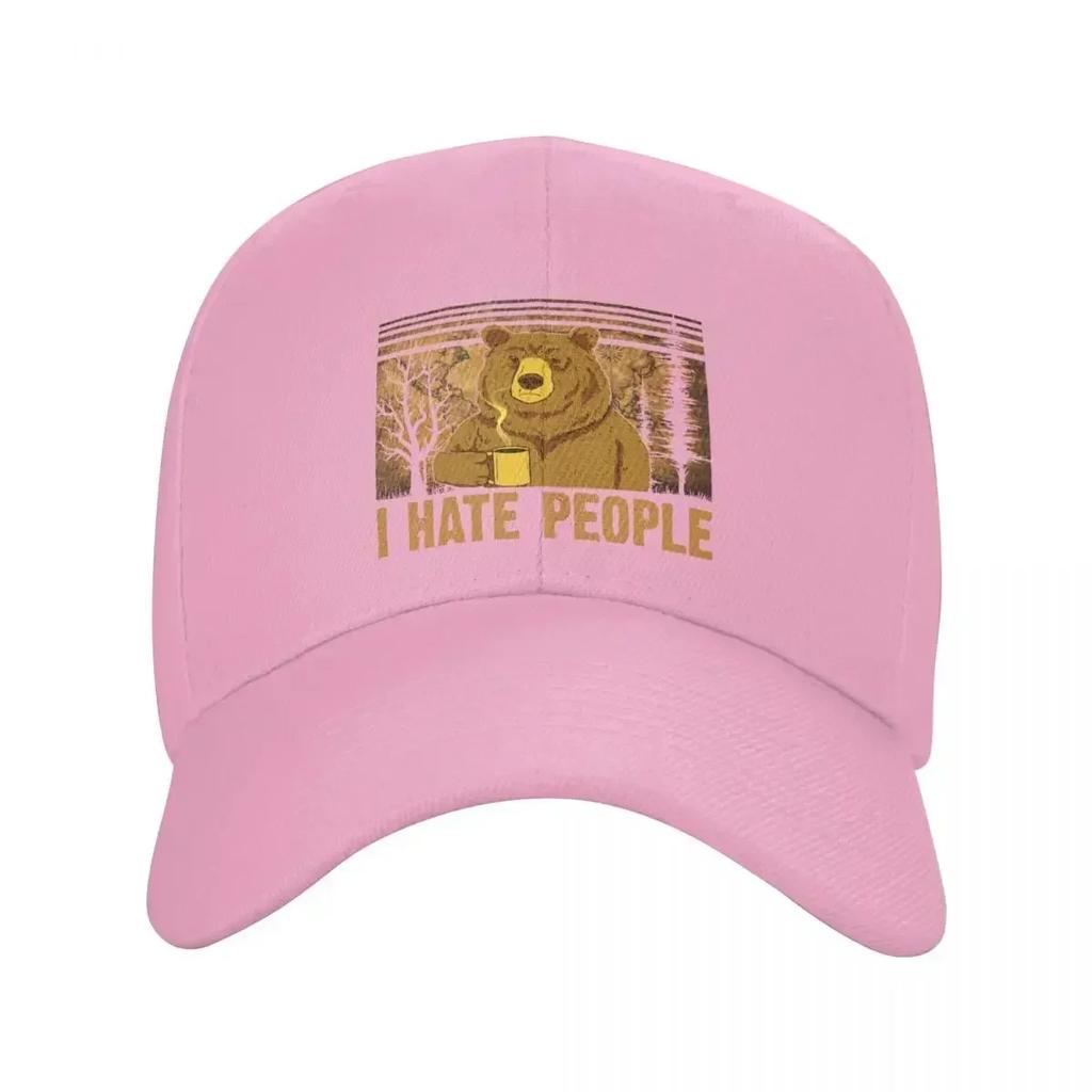 Fashion Camping Bear I Hate People Baseball Cap Women Men Custom Adjustable Unisex Dad Hat Spring Snapback Caps