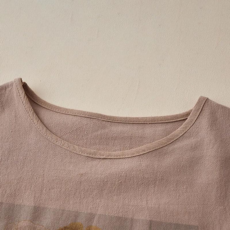 T-shirt for Women Summer Cotton T-shirt Soft Loose Printed Casual Comfortable Pullover T-shirt Top