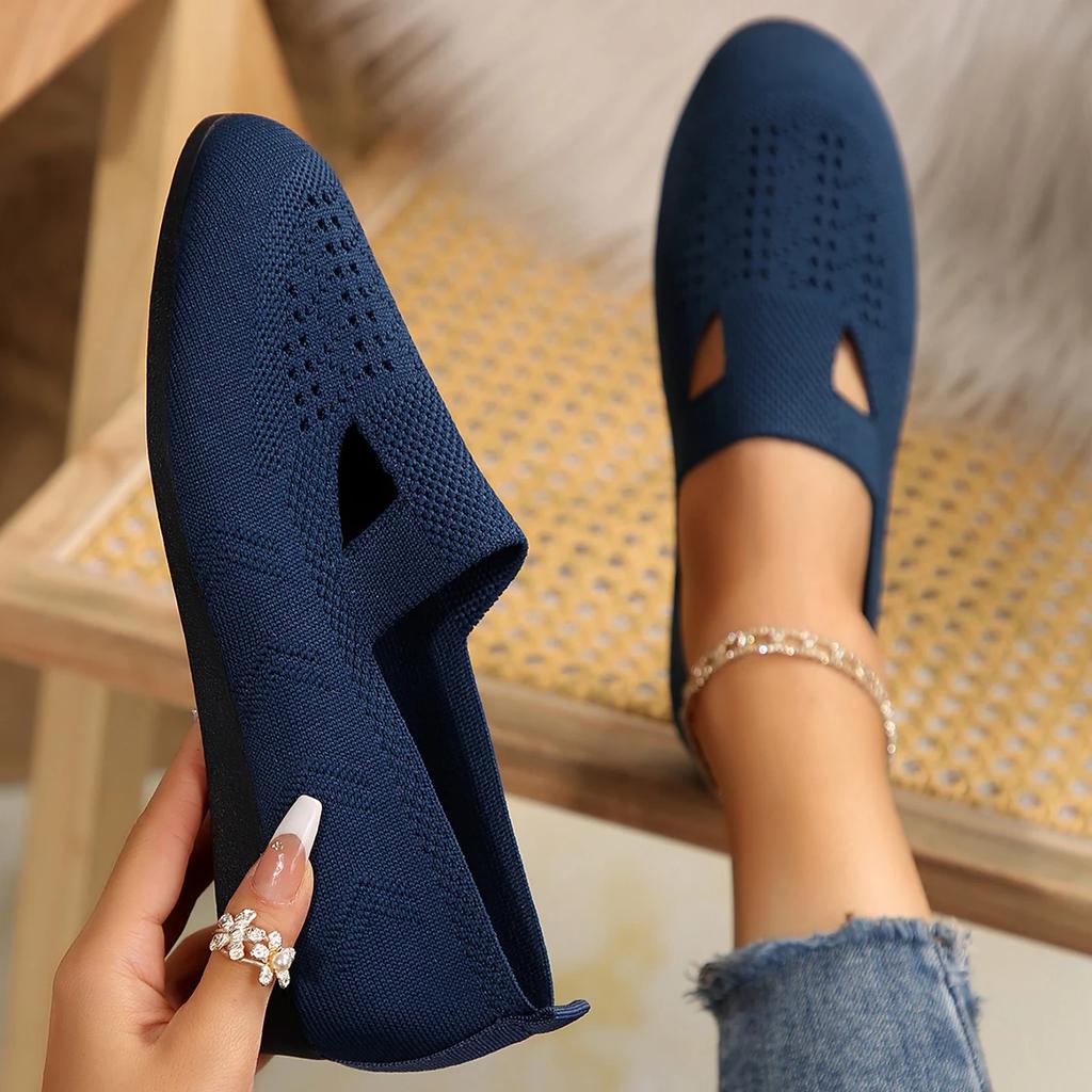 Fashion Loafers Autumn Casual Flats Shoes Women New Fashion Comfortable Flats Sneakers Knitted Lightweight Flats Shoes Shoes for Women
