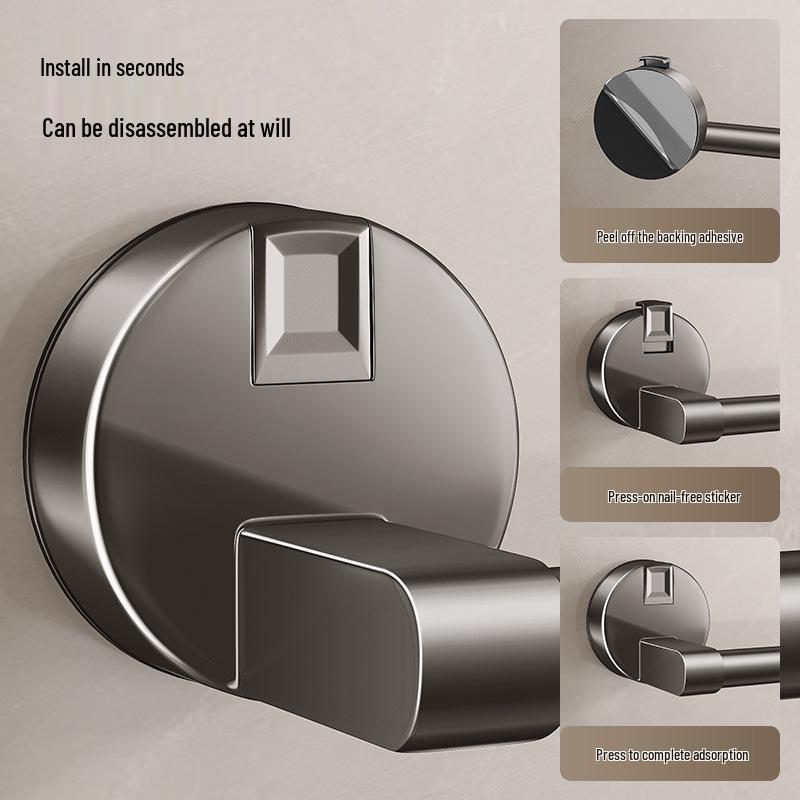 Suction Cup No-Drill Towel Rack - Wall-Mounted Bathroom Organizer with Single/Double Bar