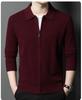 Men's Plus Size Trendy Turn-Down Collar Wool Cardigan Jacket – Casual Knitwear Fleece for Autumn/Winter