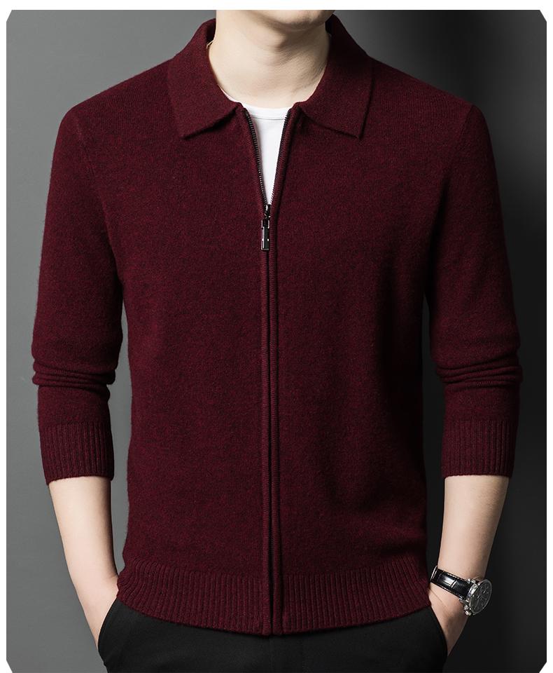 Men's Plus Size Trendy Turn-Down Collar Wool Cardigan Jacket – Casual Knitwear Fleece for Autumn/Winter