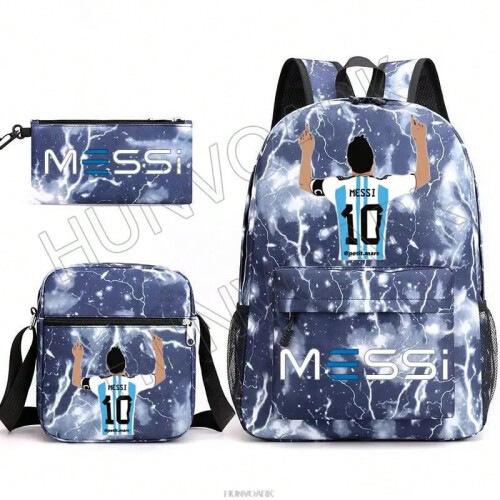 Youth Fashion Backpack Shoulder Bag Pencil Case Children'S Student School Bag 3-Piece Set