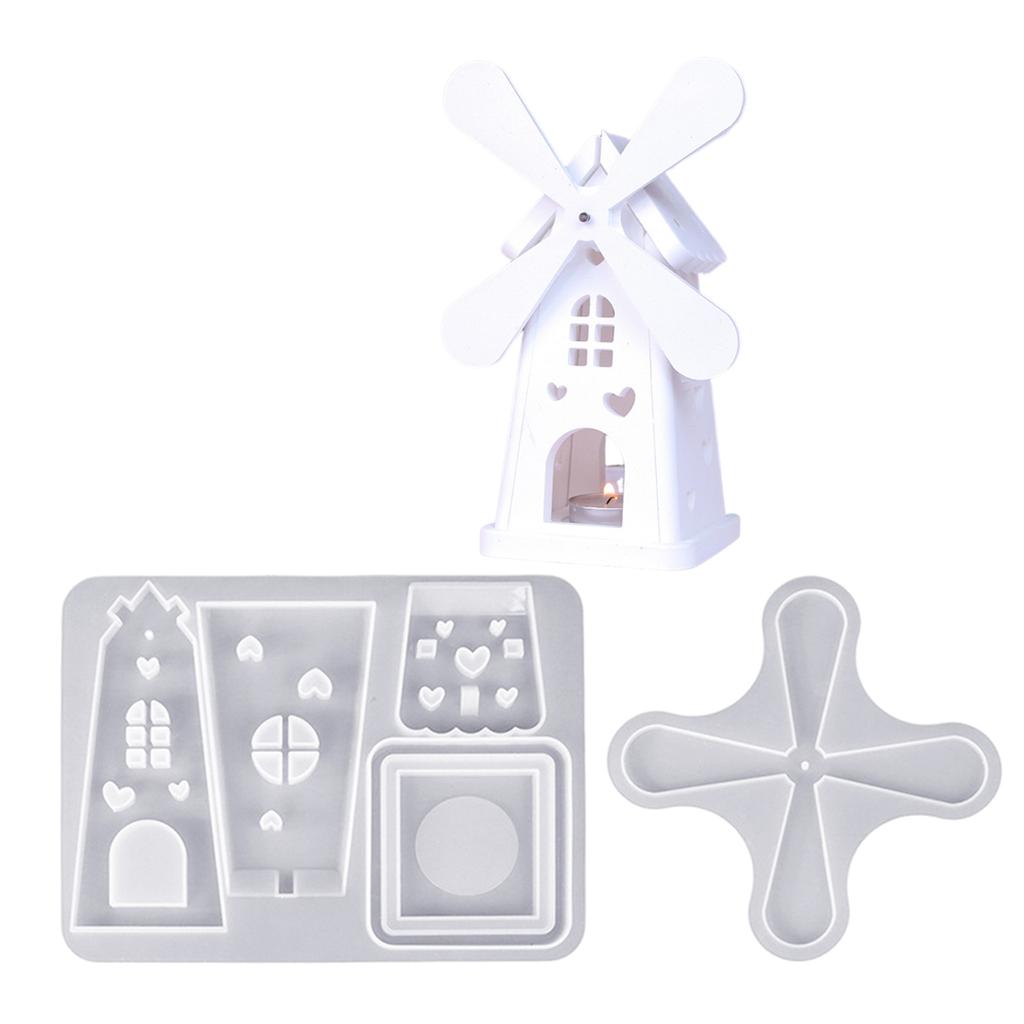 Artistic Silicone Candlestick Molds Resin Epoxy Molds Rotating Windmill Shape Candle Holder Moulds Silicone Texture