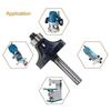 652F Professional Edged Rounding Router Bit Set 3/8 3/4 1 Inch 3 Piece Alloy Steel Cutters Fit for 1/4 Inch Shank Tool