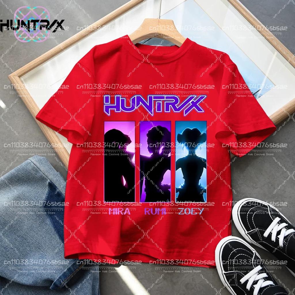 T-shirt Casual alla Moda per Bambini KPop Demon Hunter Cotone Top Girocollo Film Cartone Animato Ragazze Ragazzi T-Shirt Abbigliamento Casual Ragazze
