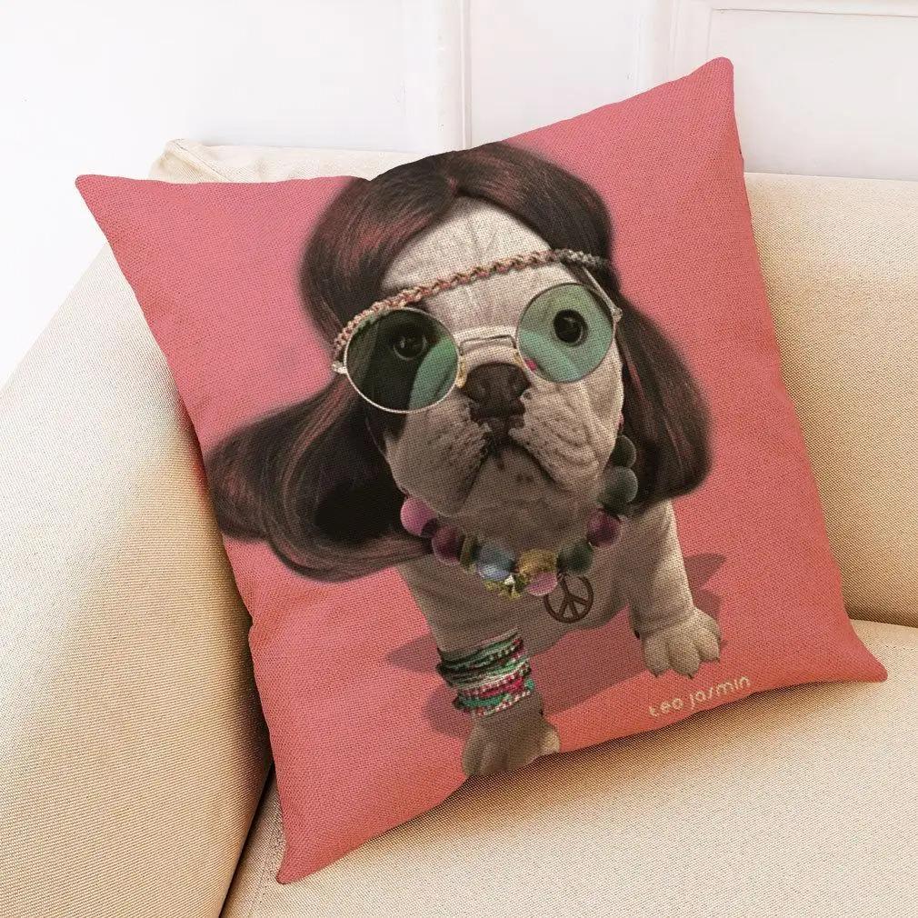 Office Living Room Home Pillowcase Bulldog Pattern Pillowcase Car Ornaments