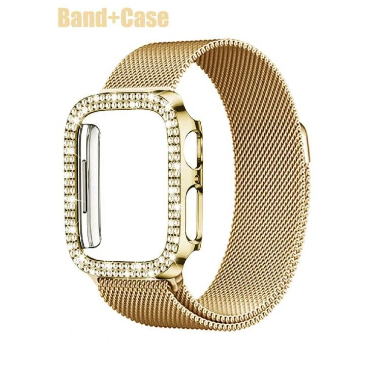 

2 in1 gold Band protective shell case For Apple Watch cover strap Series 11/10/9/8/7/6/5/4/3 38mm 40mm 41mm 42mm 44mm 45mm 46mm 38mm золотой