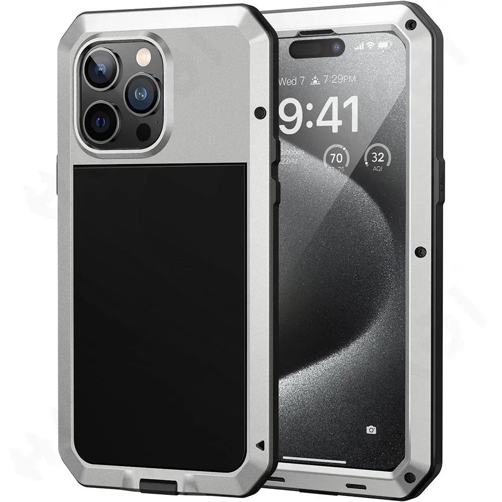 

Case For iPhone 17 16 15 14 13 12 11 Pro Max XS XR 8 7 Plus SE Metal Heavy Duty 360 Full Body Shockproof Armour Protective Cover iPhone 6 срібний