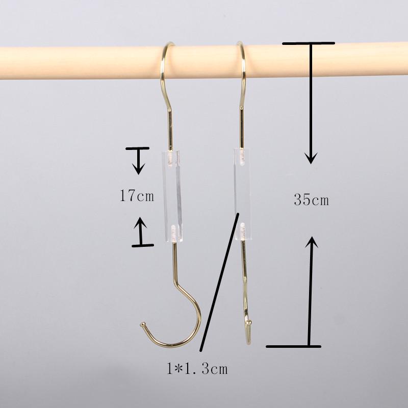 Transparent Acrylic Lingerie Hanger with S-Shaped Hook for Clothes, Fabrics, and Children's Wear.