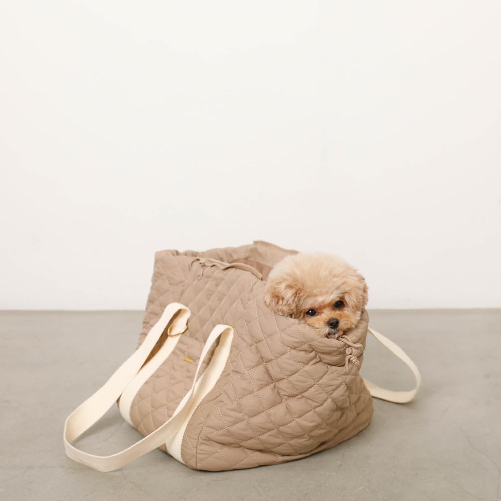 Dog Car Supplies Quilted Wide Open Cute Stylish Popular Brand Toy Poodle Chihuahua Small Dog Monchéri Bag/BEIGE/FREE