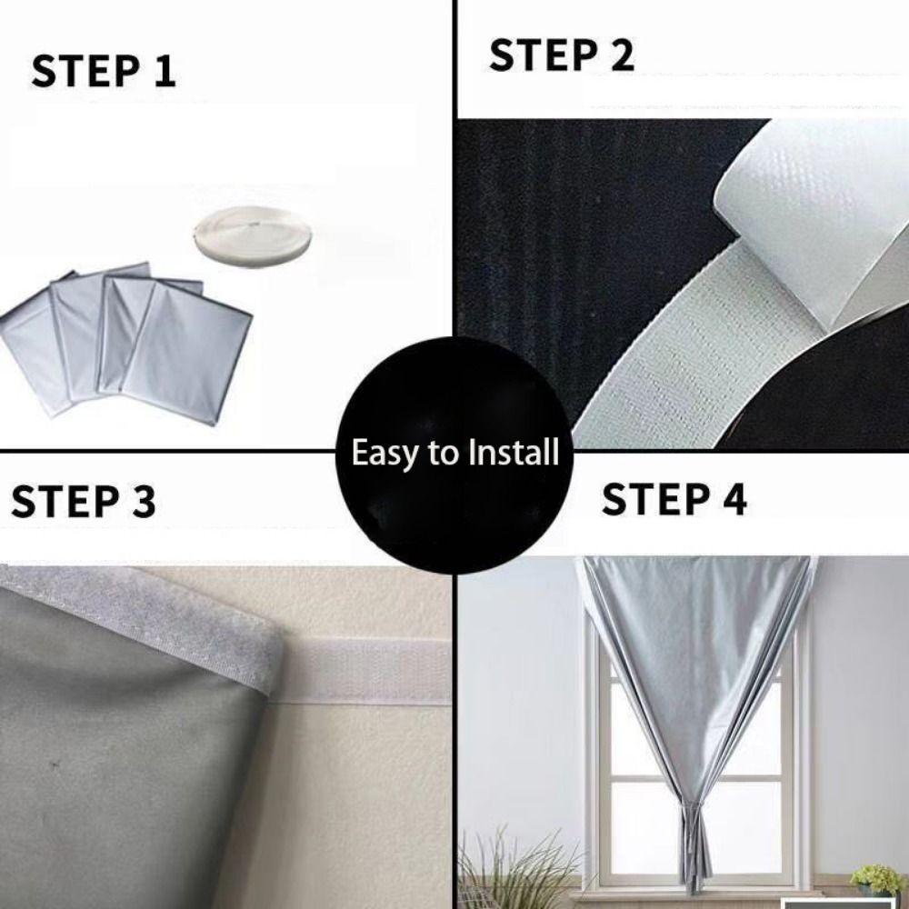 Sun Protection Light Blocking Curtains Punch-free Sunshade Curtain Cloth  Balcony